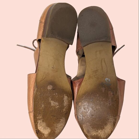 Vintage Steve Madden Lace Up Tan Leather Cut Out Sides Loafer size 10 - Picture 15 of 16